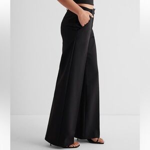 Express Editor Mid Rise Relaxed Trouser Pant - 12 - Black